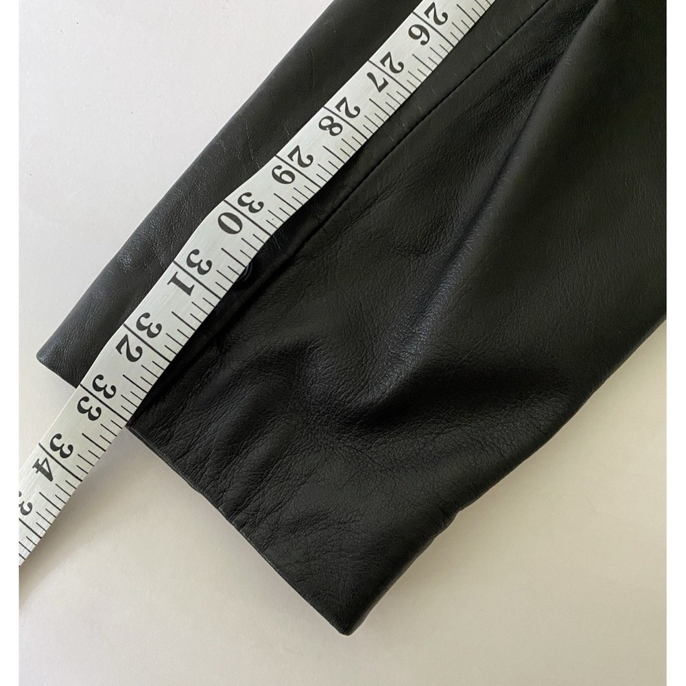VTG Free Country Black Leather Jacket Women's Large Button Up Lined Streetwear - Picture 14 of 15